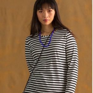 Gudrun Sjoden, black and white striped shirt, size small